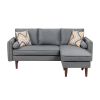 Ranon 70 Inch Sectional Chaise Sofa, Pillows, USB Ports, Side Pockets, Gray