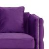 Zion 53 Inch Modern Loveseat, Button Tufted Purple Velvet, Nailhead Trim