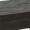 42 Inch Storage Coffee Table, Thick Cut Gray Mango Wood, Black Metal Base