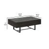 42 Inch Storage Coffee Table, Thick Cut Gray Mango Wood, Black Metal Base