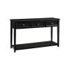 Billy 50 Inch Sofa Console Table, 3 Drawers and Plank Style Shelf, Black