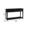Billy 50 Inch Sofa Console Table, 3 Drawers and Plank Style Shelf, Black