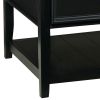 Billy 50 Inch Rectangular Coffee Table, 2 Drawers, Plank Style Shelf, Black