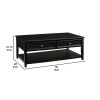 Billy 50 Inch Rectangular Coffee Table, 2 Drawers, Plank Style Shelf, Black