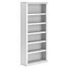 75 Inch Freestanding Bookcase, Adjustable Shelves, Whitewashed Finish