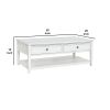 50 Inch Modern Rectangular Coffee Table with 2 Drawers in Classic White