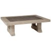 54 Inch Rustic Rectangular Coffee Table, Melamine Top, Brown Pine Frame