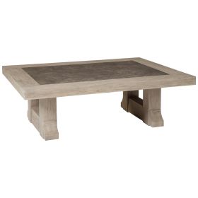 54 Inch Rustic Rectangular Coffee Table, Melamine Top, Brown Pine Frame