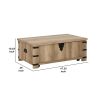 Classic 47 Inch Coffee Table, Lift Top, Concealed Storage, Light Brown Wood