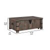 Classic 47 Inch Coffee Table, Lift Top Concealed Storage, Rustic Brown Wood