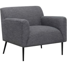 Tobin 33 Inch Accent Chair, Padded Seat, Waterfall Edge, Pleated Arms, Gray