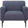 Tobin 33 Inch Accent Chair, Padded Seat, Waterfall Edge, Pleated Arms, Navy