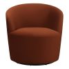30 Inch Swivel Accent Chair, Padded Barrel Style, Burnished Orange Velvet