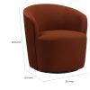 30 Inch Swivel Accent Chair, Padded Barrel Style, Burnished Orange Velvet