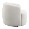 35 Inch Modern Swivel Accent Chair, Padded Seat, Round Barrel Back, White
