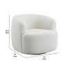 35 Inch Modern Swivel Accent Chair, Padded Seat, Round Barrel Back, White