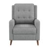 31 Inch Modern Manual Recliner Chair with Padded Button Tufted Back, Gray
