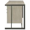 60 Inch 4 Drawer Rectangular Office Desk, Metal Sled Base, Whitewashed Gray