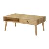 46 Inch Rectangular Coffee Table, Single Drawer, Open Shelf, Natural Brown