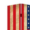Alfie 71 Inch Folding Screen Room Divider, USA Stars and Stripes Design