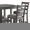 5 Piece Counter Height Dining Set, Table and 4 Chairs, Padded Seats, Gray