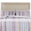 Ysa 36 Inch Quilted King Pillow Sham, Cotton, Reversible Striped Design