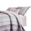 Ysa 36 Inch Quilted King Pillow Sham, Cotton, Reversible Striped Design