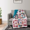 Zay 60 Inch Throw Blanket, Patchwork Floral Print, Teal Blue Microfiber