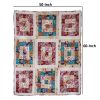 Zay 60 Inch Throw Blanket, Patchwork Floral Print, Teal Blue Microfiber