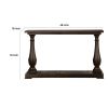 Aria 48 Inch Console Sofa Table, Plank Top, Turned Pedestal Base, Brown