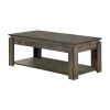 3 Piece Coffee Table and End Table Set with Raised Tops, Weathered Gray