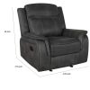Lenard 41 Inch Manual Gliding Recliner, Piped Details, Charcoal Gray, Black