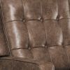31 Inch Push Back Recliner, Tufted, Tapered Legs, Rich Brown Faux Leather