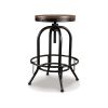 Zane 30 Inch Adjustable Swivel Barstool, Set of 2, Matte Black Metal Base