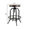 Zane 30 Inch Adjustable Swivel Barstool, Set of 2, Matte Black Metal Base