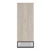 Zed 51 Inch 5 Drawer Chest, Natural Beige Wood Frame, Black Metal Base