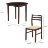 Transitional Style 3 Piece Wooden Dining Table and Chair Set, Brown