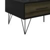 2 Removable Drawer Wooden Coffee Table With Hairpin Legs, Black and Brown