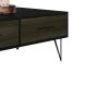 2 Removable Drawer Wooden Coffee Table With Hairpin Legs, Black and Brown