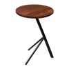 19 Inch Handcrafted Round Acacia Wood End Side Table, Sleek Tripod Metal Base, Walnut Brown, Black