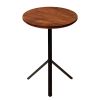 19 Inch Handcrafted Round Acacia Wood End Side Table, Sleek Tripod Metal Base, Walnut Brown, Black