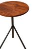 19 Inch Handcrafted Round Acacia Wood End Side Table, Sleek Tripod Metal Base, Walnut Brown, Black