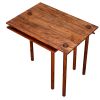 18 Inch Rectangular End Table with Pull Out Extension and Grain Details, Brown