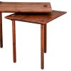 18 Inch Rectangular End Table with Pull Out Extension and Grain Details, Brown