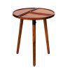 18 Inch Round Acacia Wood Side Accent End Table with 3 Tabletop Sections, Warm Brown