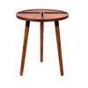 18 Inch Round Acacia Wood Side Accent End Table with 3 Tabletop Sections, Warm Brown