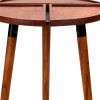 18 Inch Round Acacia Wood Side Accent End Table with 3 Tabletop Sections, Warm Brown