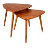 18,16 Inch 2 Piece Grain Guitar Pick Style Nesting Side Table Set, Acacia Wood, Brown