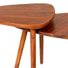 18,16 Inch 2 Piece Grain Guitar Pick Style Nesting Side Table Set, Acacia Wood, Brown