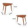 18,16 Inch 2 Piece Grain Guitar Pick Style Nesting Side Table Set, Acacia Wood, Brown